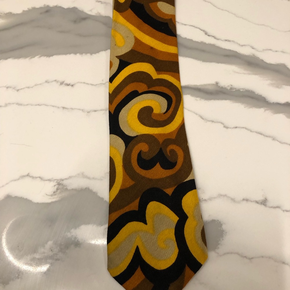 Vintage Yellow, Brown & Black Swirl Pattern Tie Golden Gate by Ernest